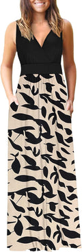 AUSELILY Womens Sleeveless Formal Deep V Neck Maxi Dress - Comfortable