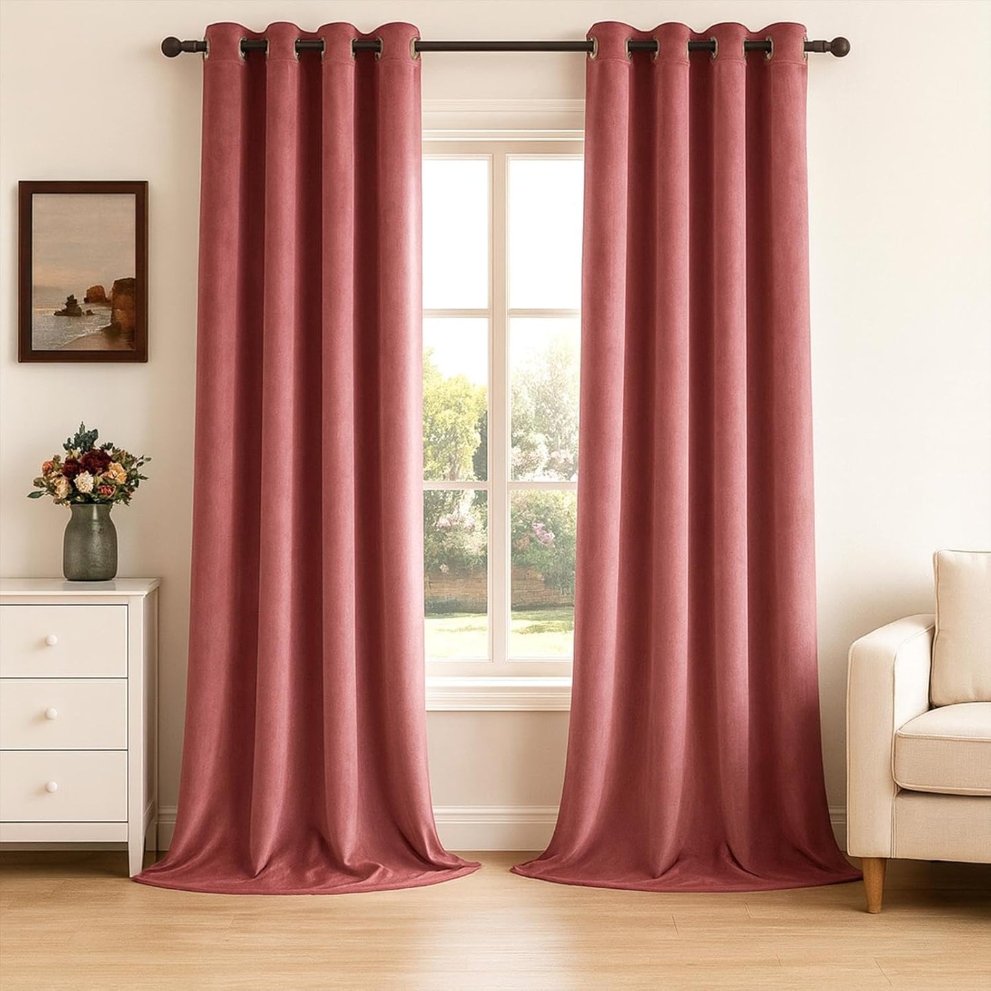 Dusty Rose Velvet Blackout Curtains for Elegant Home Decor