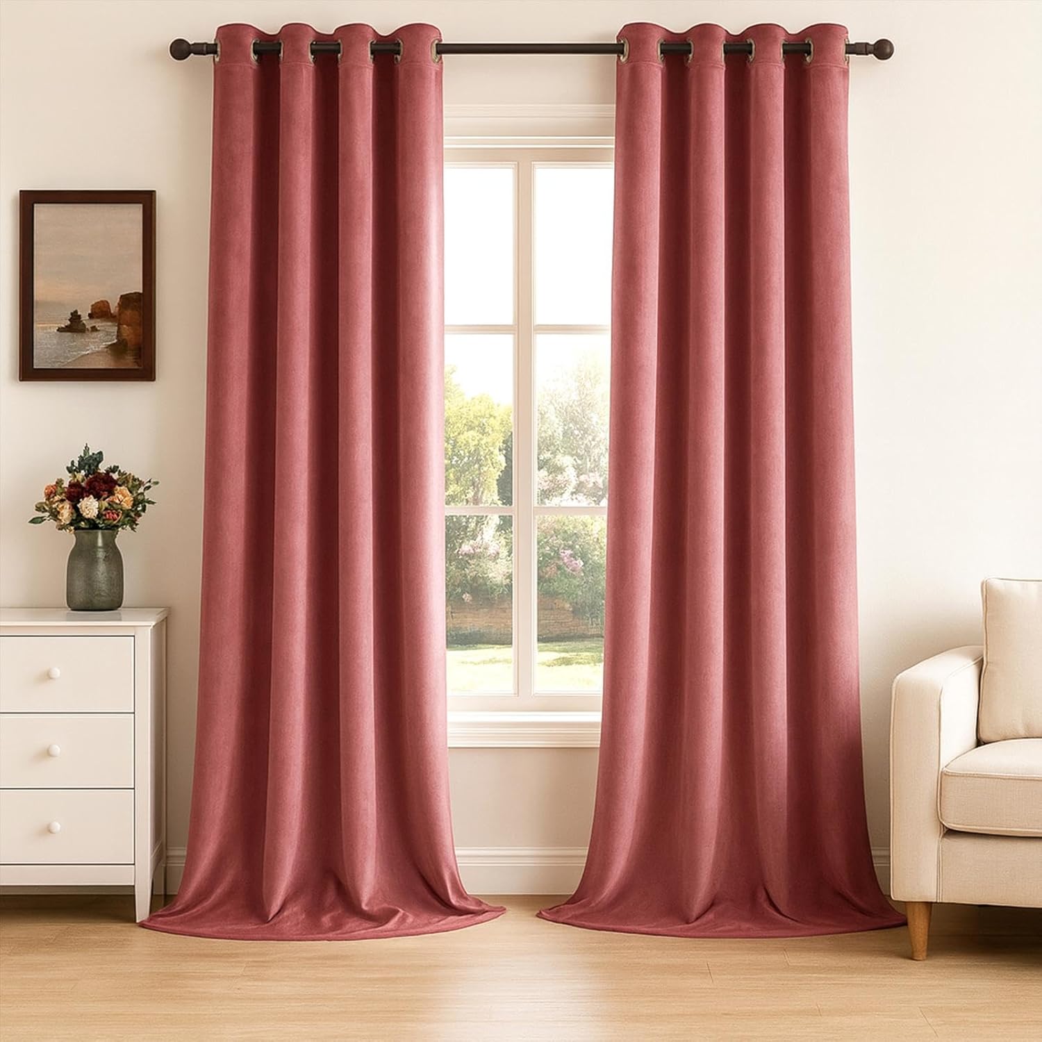 Dusty Rose Velvet Blackout Curtains for Elegant Home Decor