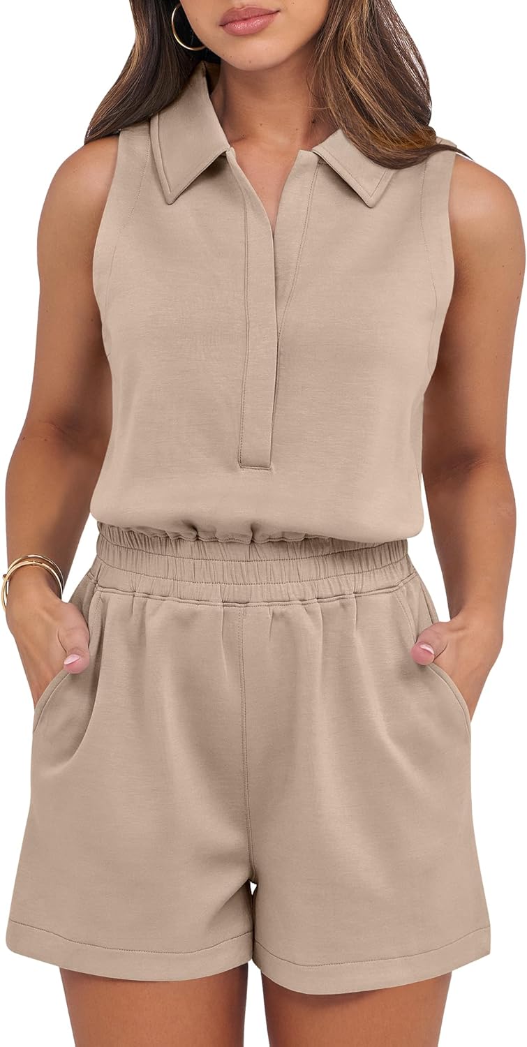 Stylish Sleeveless V Neck Romper for Women - Perfect Summer Outfit