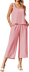 Women's 2 Piece Sleeveless Top and Capri Pants Set - Lightweight