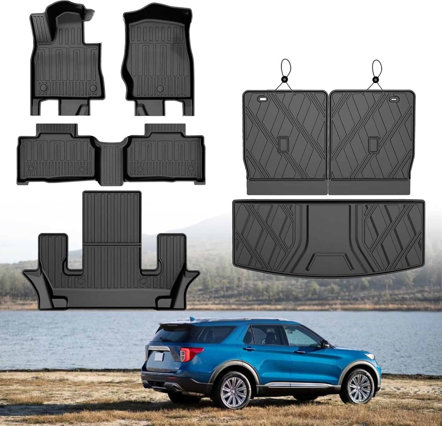 IKABEVEM Floor Mats for 2020-2025 Ford Explorer 6 Seats