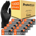 5 Mil Black Nitrile Gloves for Food Prep - Textured Non-Slip Gloves