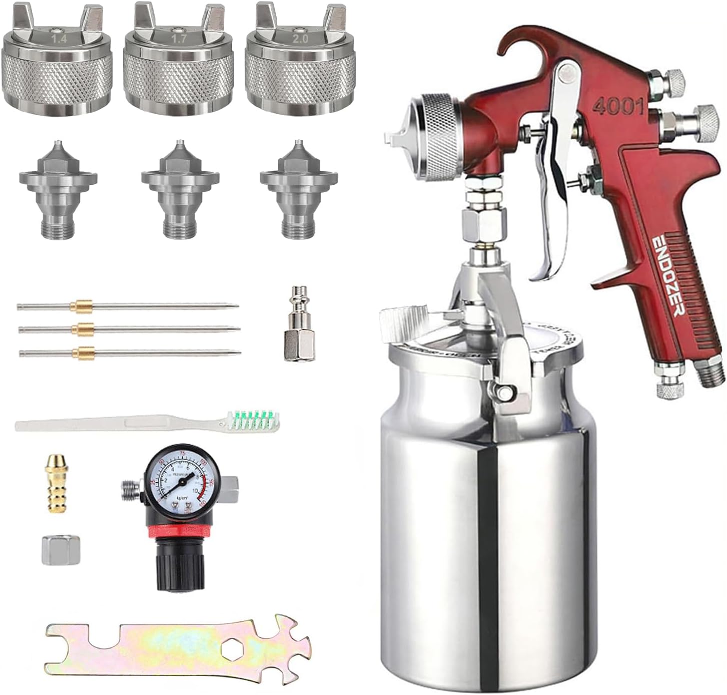 Professional Siphon Feed Spray Gun for Paint with Red Handle