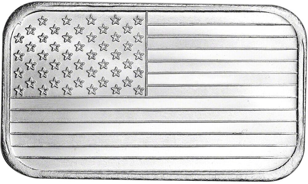 1 oz USA American Flag Silver Bar for Engraving and Collecting