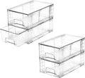 4 Pack Stackable Storage Drawers - Clear Plastic Organizer Bins