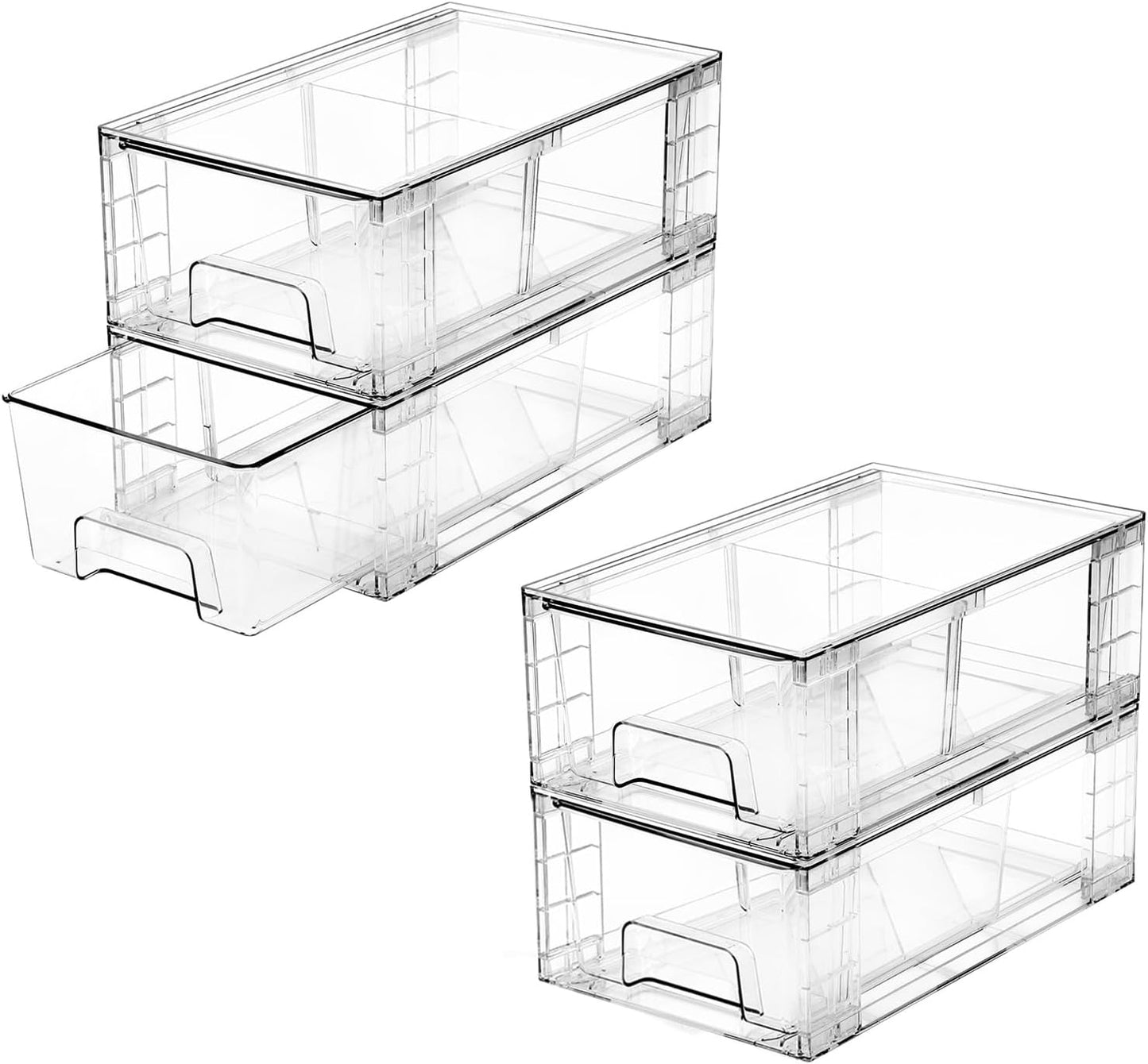 4 Pack Stackable Storage Drawers for Home Organization Needs