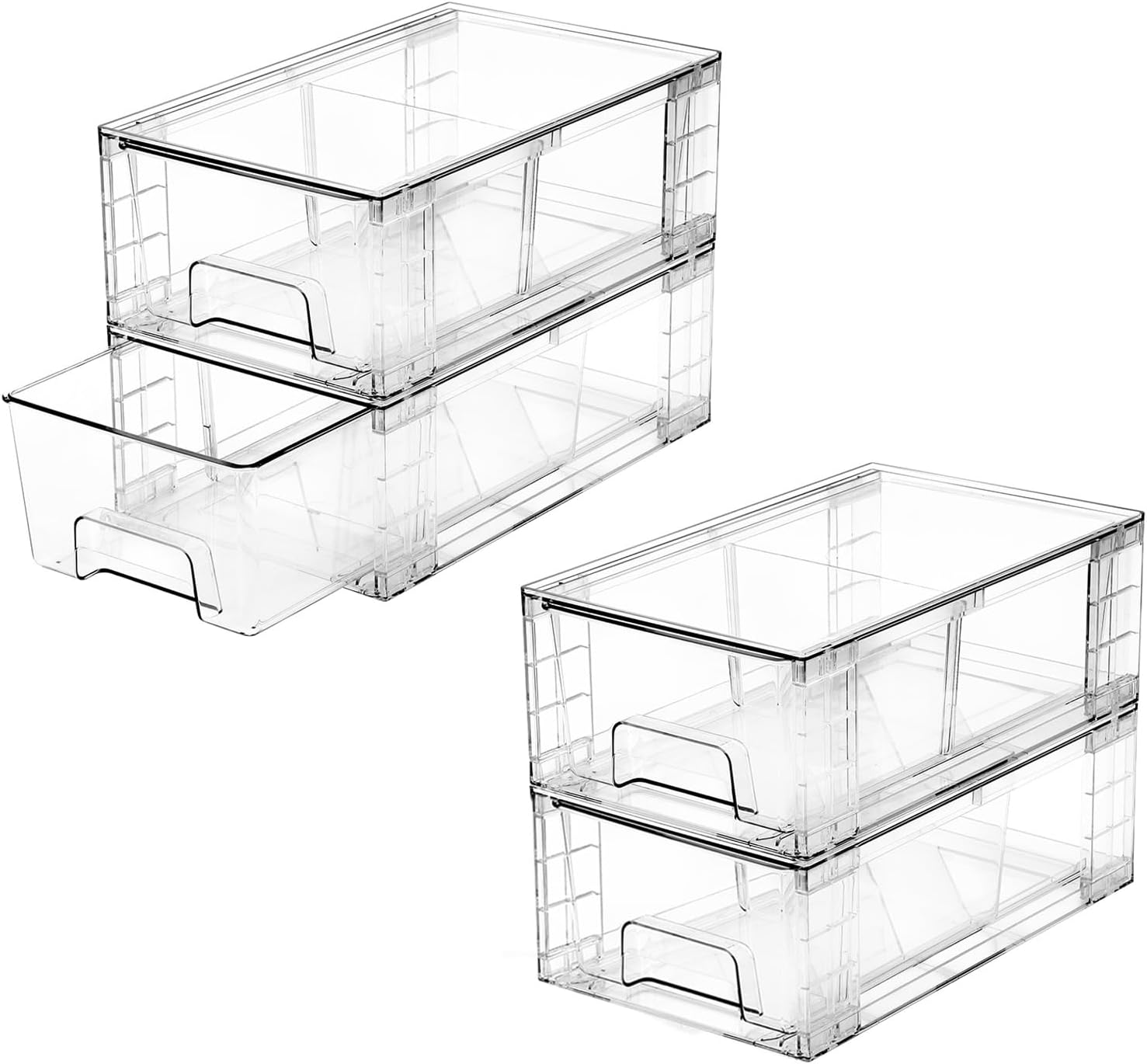 4 Pack Stackable Storage Drawers for Home Organization Needs