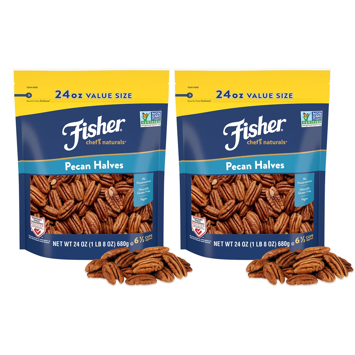 Fisher Chef's Naturals Pecan Halves for Cooking & Snacking