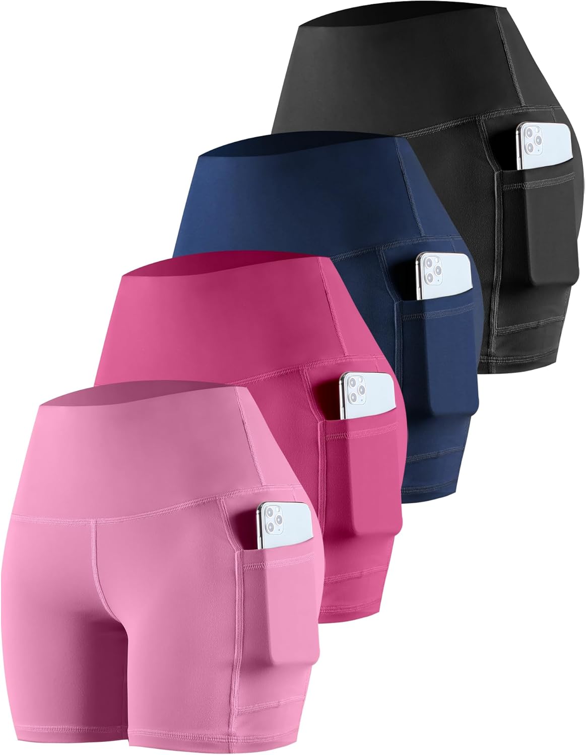 CHRLEISURE Womens Biker Yoga Shorts with Pockets for Comfort