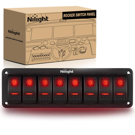 Nilight 8 Gang Rocker Switch Panel for Automotive and Marine Use