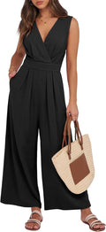Elegant Women Jumpsuits Sleeveless V Neck Casual Backless Romper