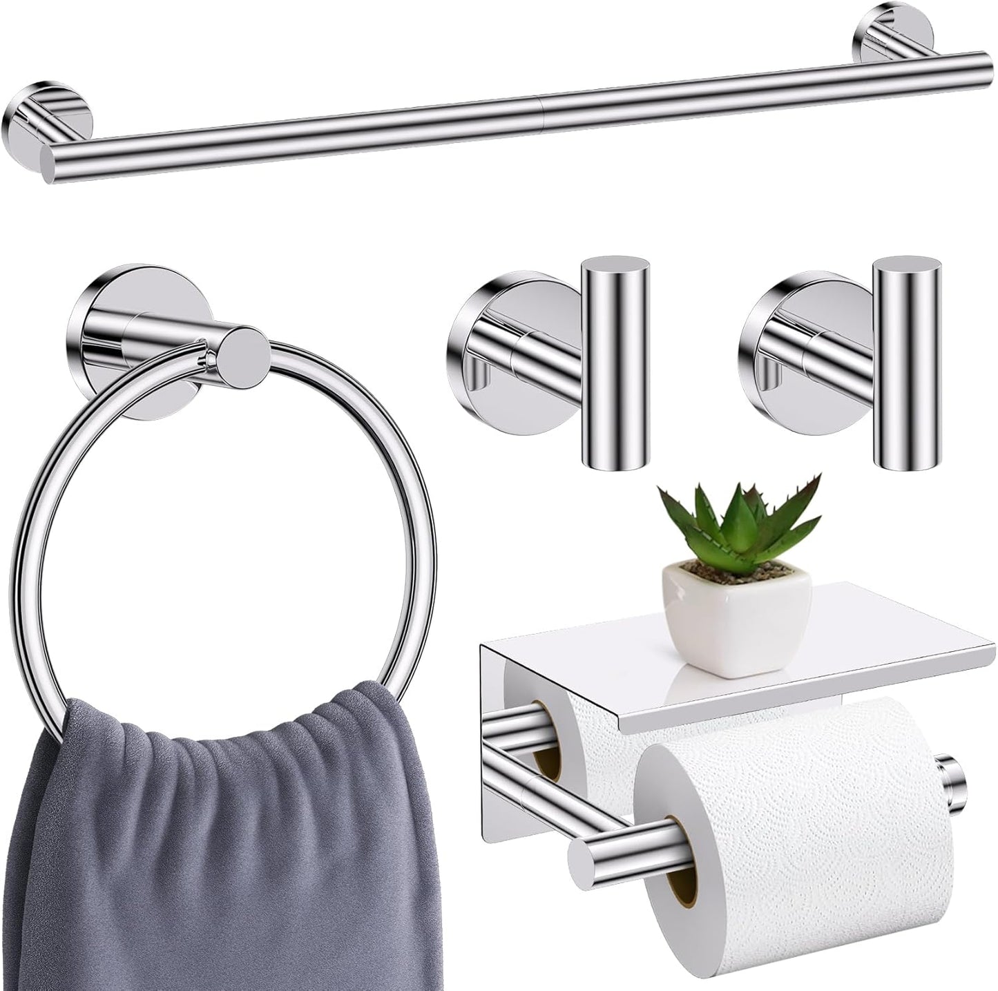 Polished Chrome Bathroom Hardware Set for Modern Style Spaces