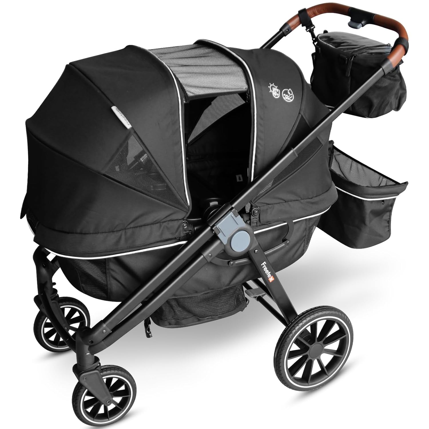 Tandem Wagon Stroller for Kids with All-Terrain Wheels and Canopy