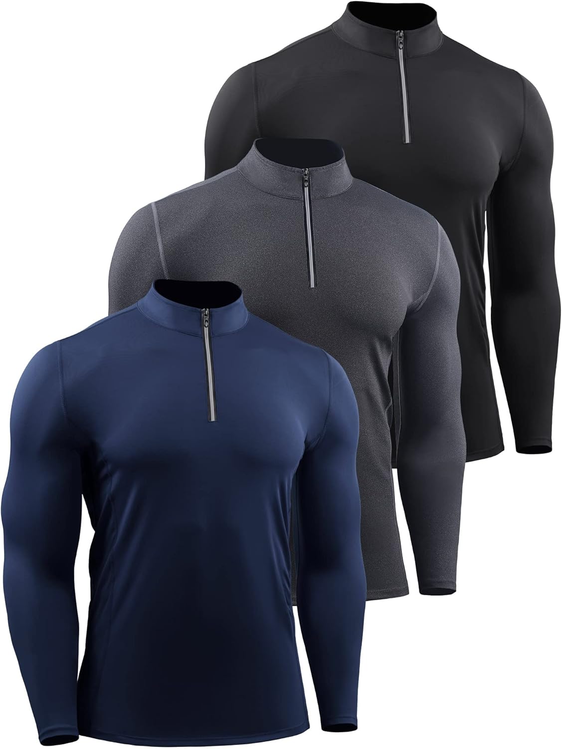 NELEUS Men's 3 Pack Athletic Compression Shirt for Performance