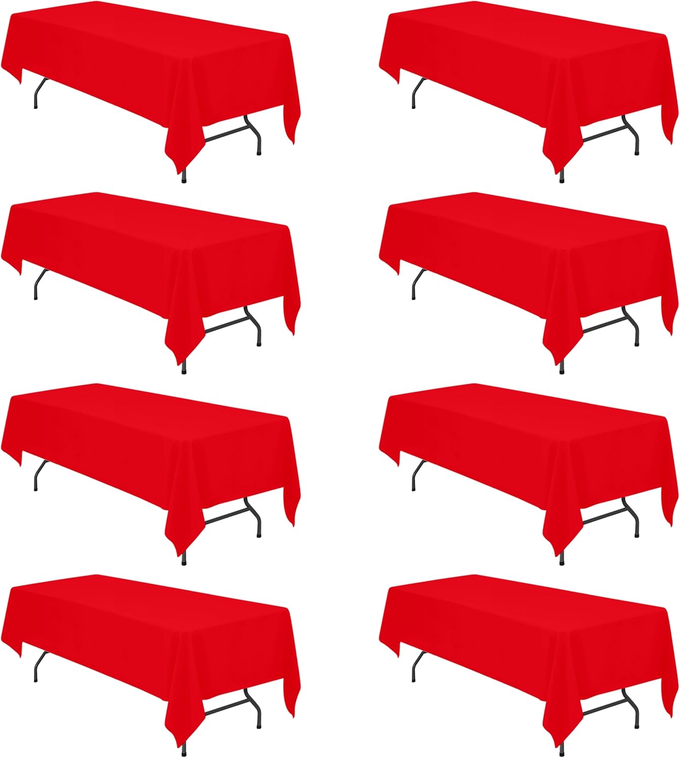 Premium 8 Pack Red Tablecloths for 8 Foot Rectangle Tables
