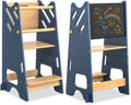 Toddler Standing Tower with Safety Rail & Chalkboard - Adjustable 3