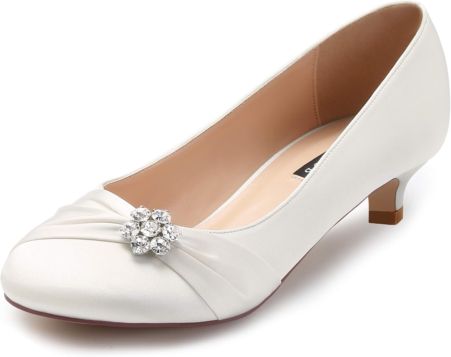ERIJUNOR Women Closed Toe Comfort Kitten Heels for Weddings
