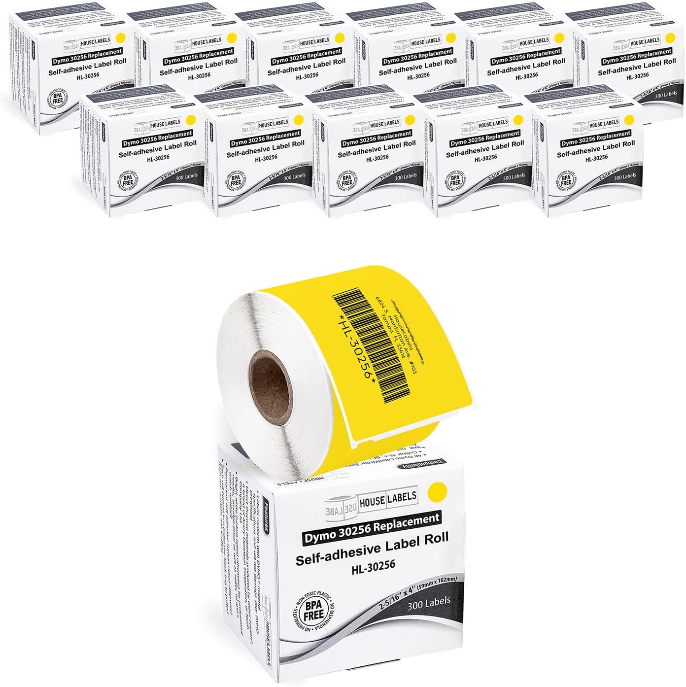 HOUSELABELS Compatible DYMO 30256 Yellow Shipping Labels for Easy Use