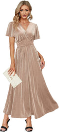 Velvet V Neck Maxi Dress for Elegant Weddings and Special Events