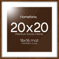 20x20 Brown Picture Frame with Mat 16x16 - Dark Oak Gallery Look
