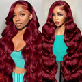 Stunning 99J Burgundy Lace Front Wig Made with Quality Human Hair