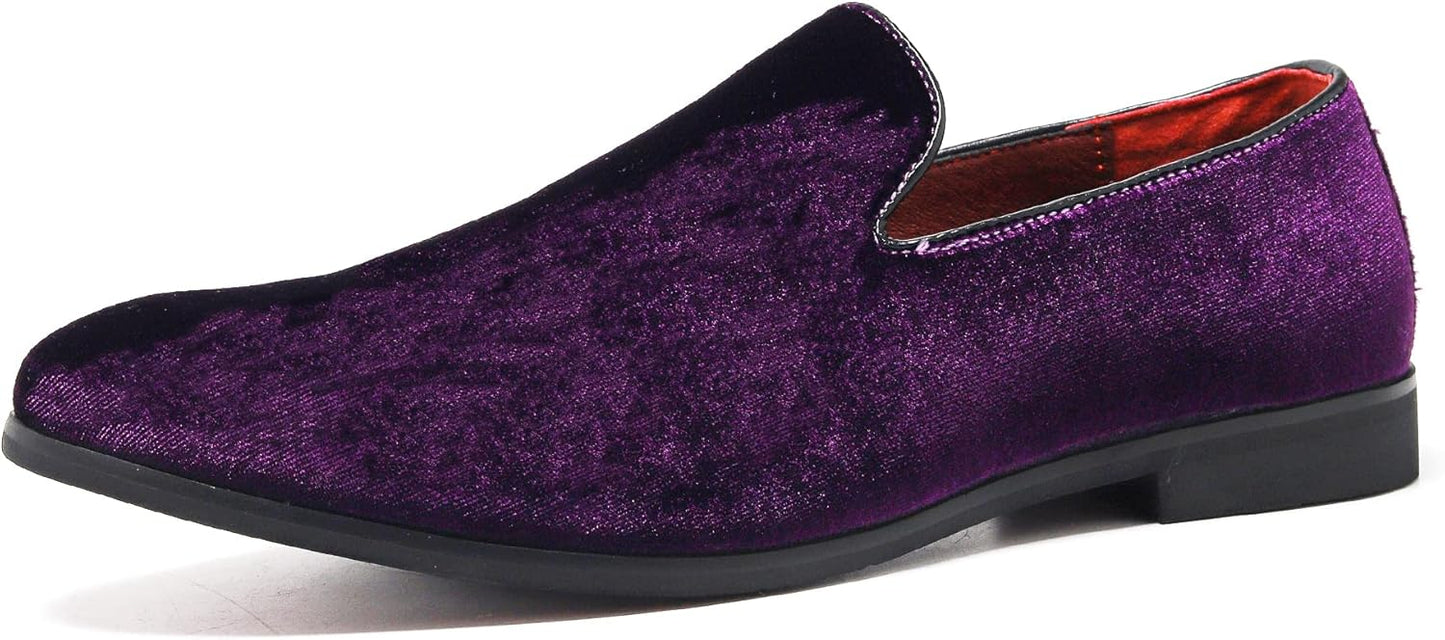 FLQL Men's Luxury Penny Loafer Slip-On Velvet Shoes for Parties