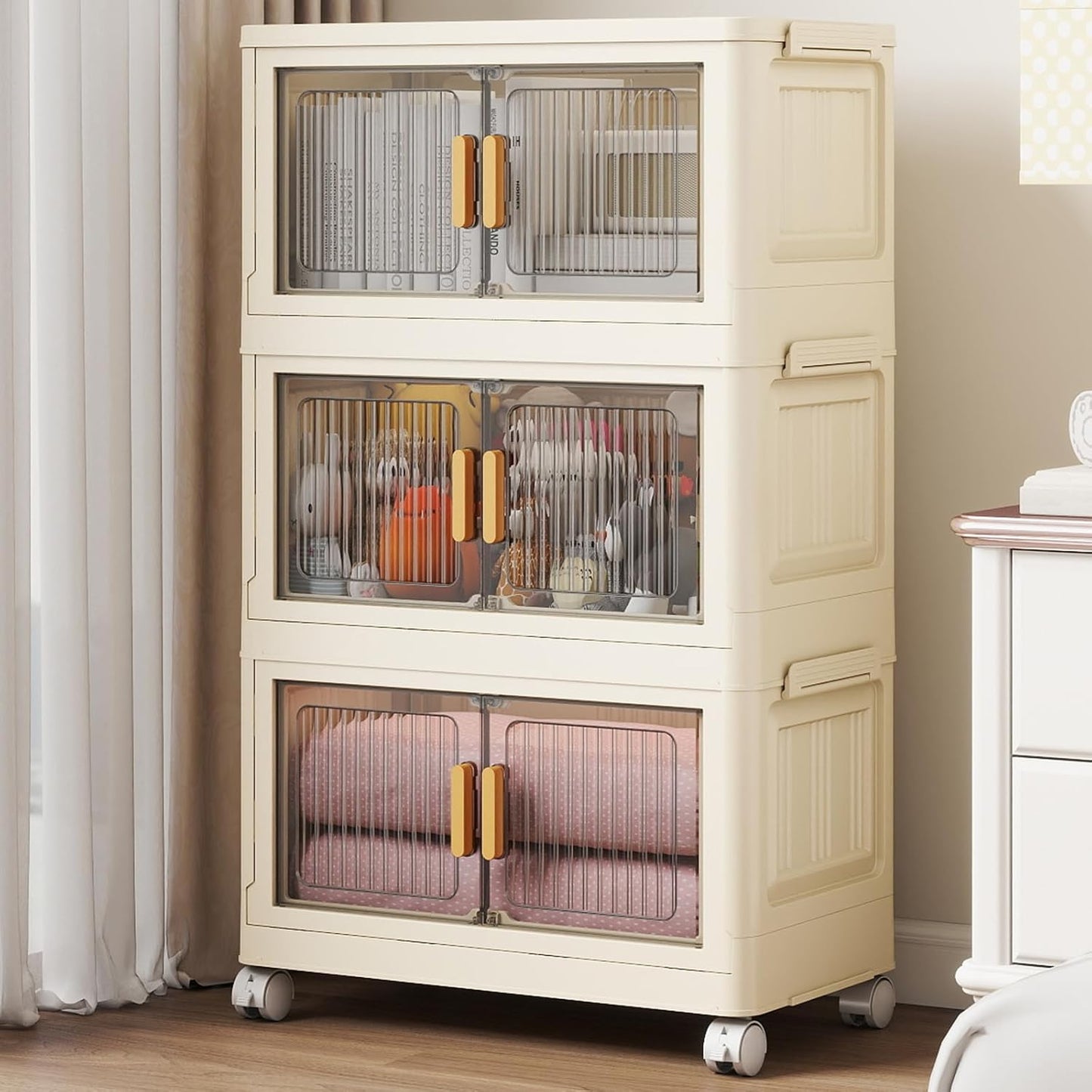 3 Tier Stackable Plastic Storage Bins with Lids for Organizing