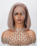 10 Inch Ash Blonde Bob Wig Lace Front Human Hair - Natural Look