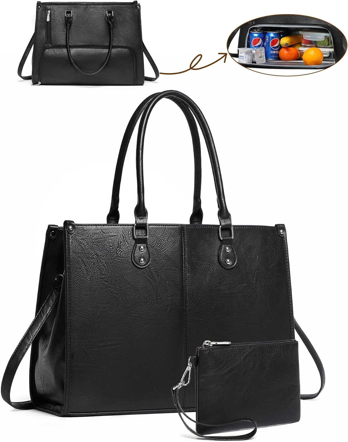 Laptop Tote Bag with Insulated Lunch Compartment for Women