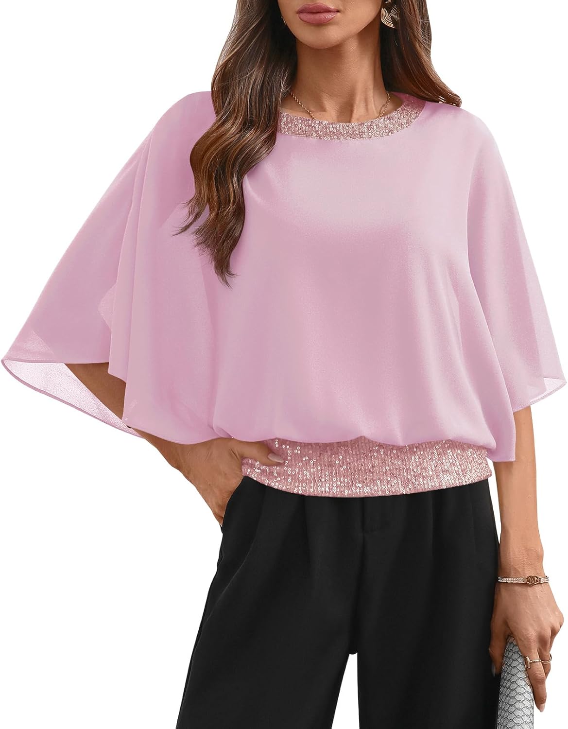 Sequin Dressy Top for Women - Elegant Formal Blouse Tunic