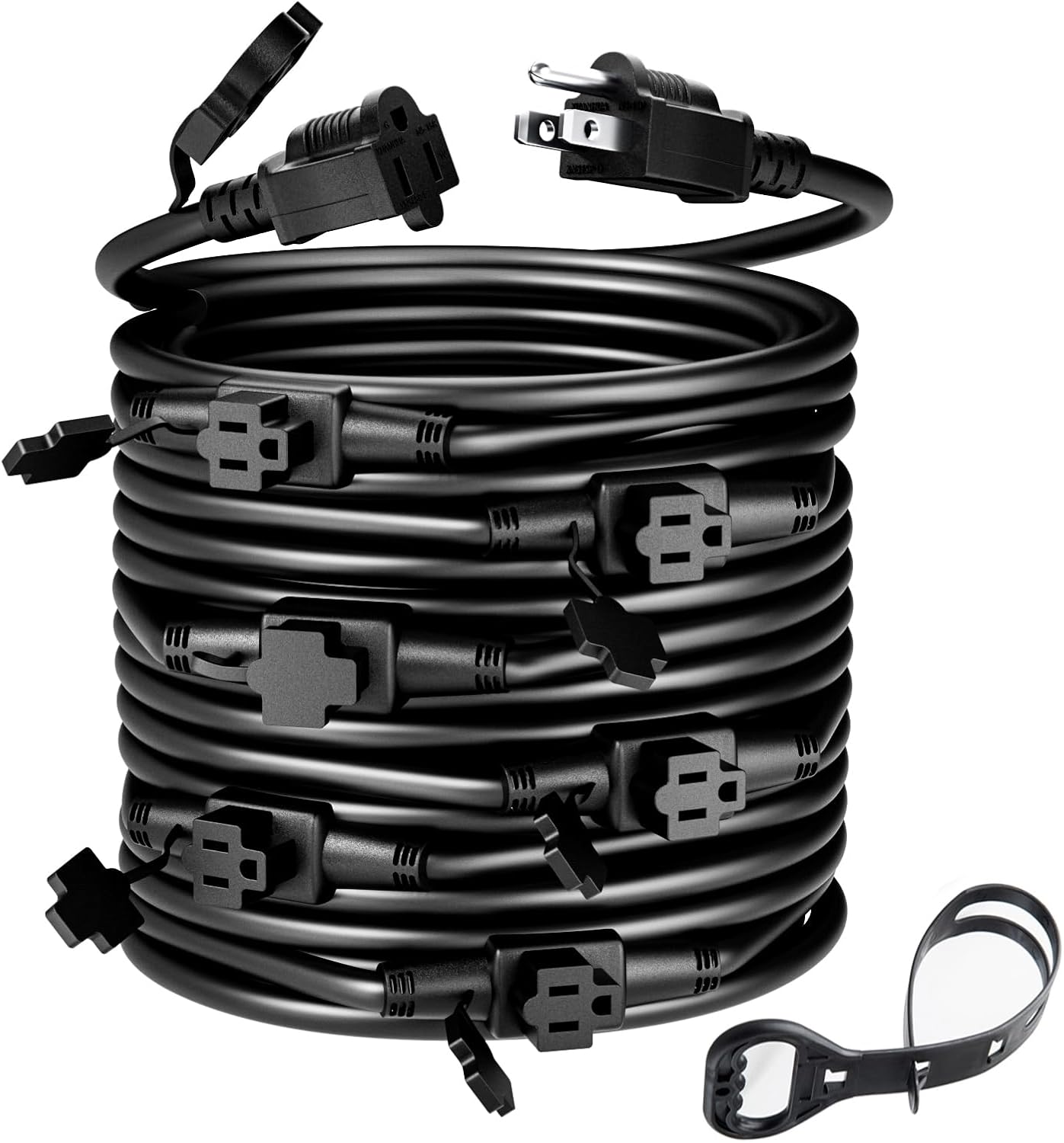 50FT 16 Gauge Extension Cord with 7 Evenly-Spaced Sockets