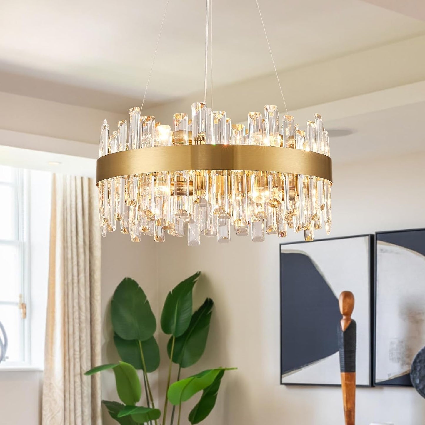 Siljoy Modern Crystal Chandelier: Luxury 12-Light Raindrop Design