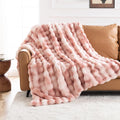 Cozy Faux Fur Throw Blanket for Couch - Soft Tie-Dye Pink 50 x 60