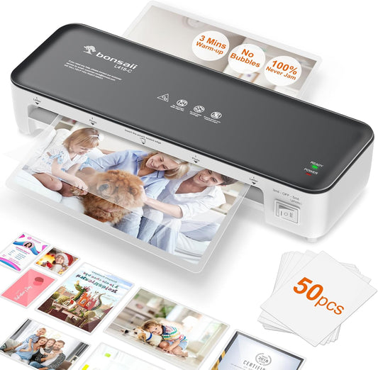 Never Jam 9 Laminator Bundle with 50 Sheets - Home & Office