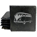 Vintage VW Bus Coasters - Laser-Etched Slate Set of 6