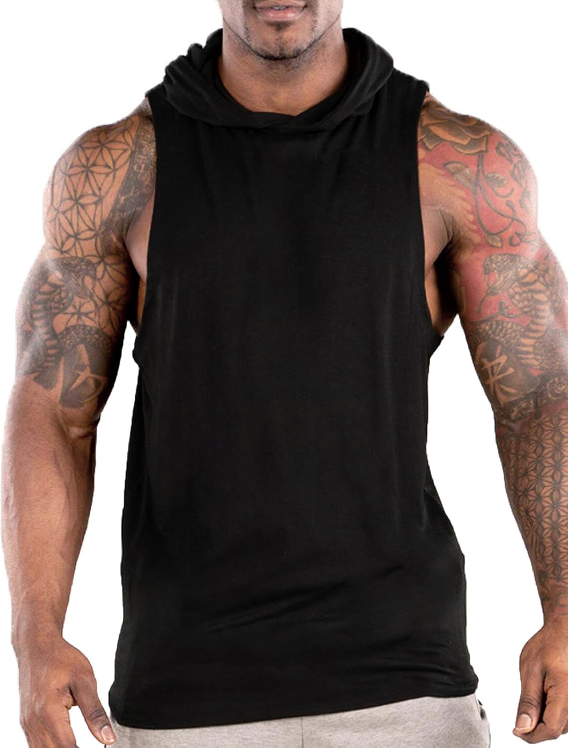 Cut-off Hooded Tank for Muscle-Building Workouts