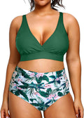 Plus Size Bikini High Waisted Swimsuits Two Piece - Tummy Control side