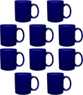 Ceramic Coffee Mugs 11 oz Set of 10 - Bulk Cobalt Blue for Events