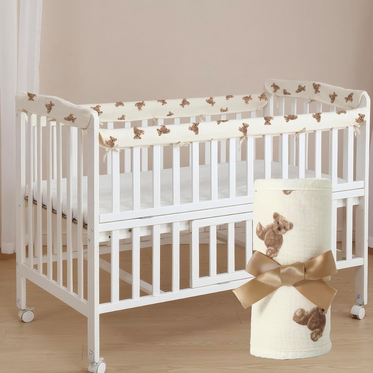 4-Pcs Soft Crib Rail Covers for Teething Protection and Safety