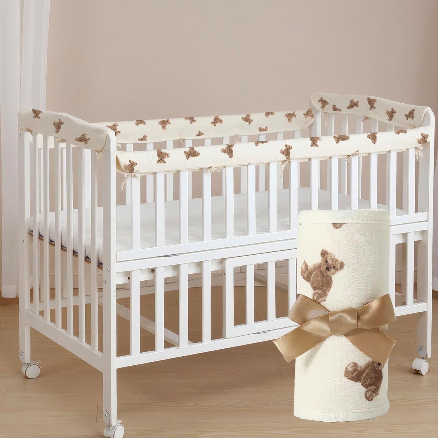 4-Pcs Soft Crib Rail Covers for Teething Protection and Safety