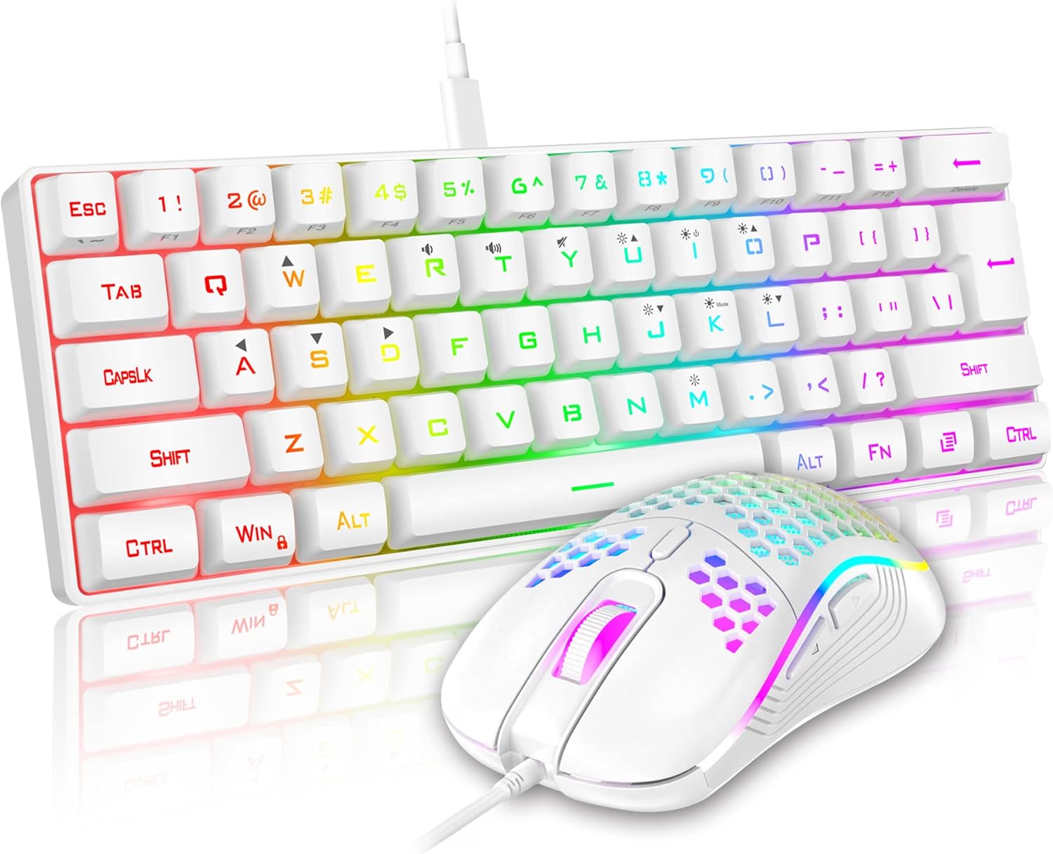 Ultra-Compact Gaming Set: RedThunder 61 Keys Keyboard & 7200 DPI Mouse Combo