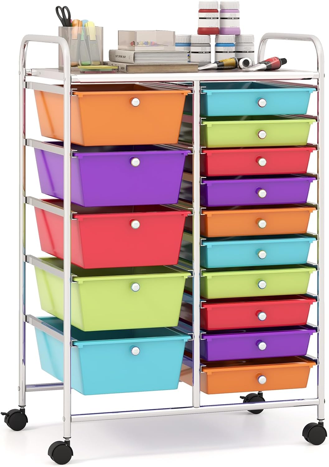 Giantex 15-Drawer Organizer Cart for Office and School Storage