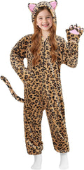Halloween Costume for Girls Cheetah Cat Onesie - Cozy Leopard Suit