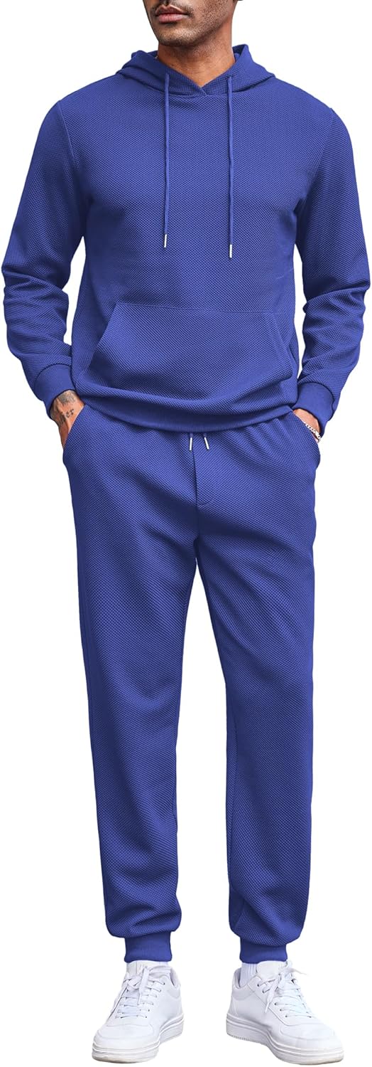 COOFANDY Men's Tracksuits: Stylish Waffle Hoodie and Pants Set