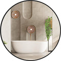 Round 24in Bathroom Mirror for Wall - Shatterproof Brushed Black Frame