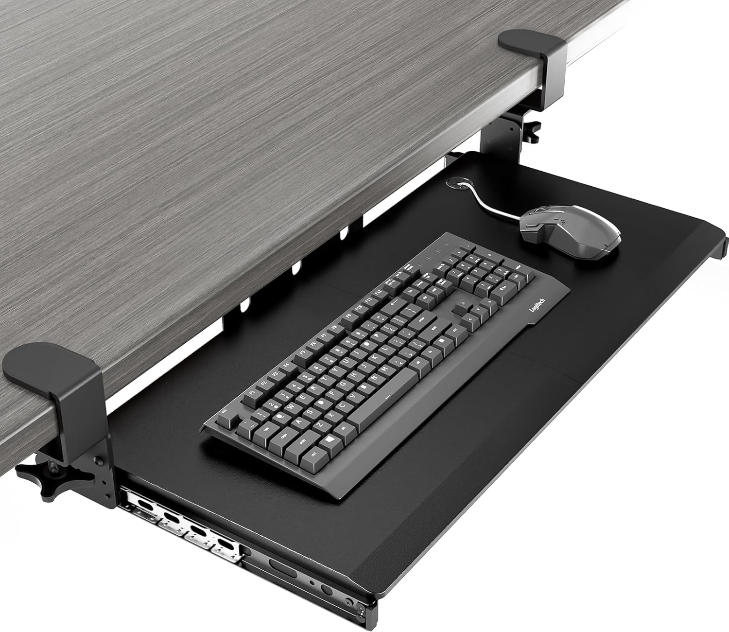 Space-Saving Keyboard Tray: Sturdy C Clamp Mount System