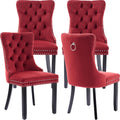 Burgundy Velvet Dining Chairs Set of 4 for Stylish Dining