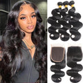 Human Hair Bundles with Closure Body Wave 3 Bundles with Closure