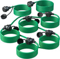 50FT Green Outdoor Extension Cord with 6 Outlets - Weatherproof Power